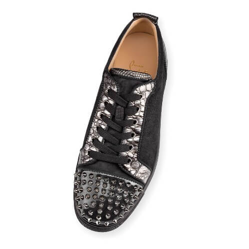 クリスチャンルブタンスーパーコピー  AW18 CHRISTIAN LOUBOUTIN Louis Juniar Spikes Flat CHARBON